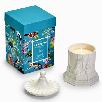 Candle - Boxed White Pagoda Jar 5W/6H Amber Fragrance