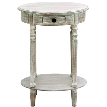 Accent Table - Oval French 1Drawer Low Shelf 20W/15D/27H