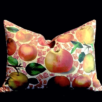John Derian - Apples Carmine Cushion Face 24W/18H