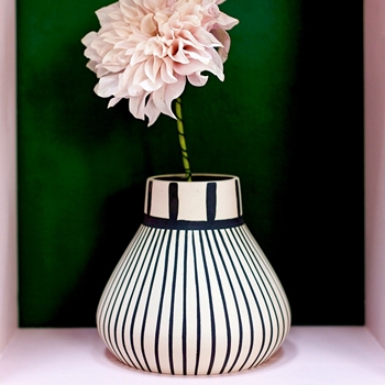 Vase - Trebeca Small Stripe Black & White 6W/6H
