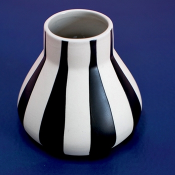 Vase - Trebeca  Wide Stripe Black & White 6W/6H