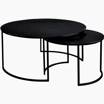 Coffee Table - Barnette Nest Set2 35in Round 18H Aluminium/Iron - Oxidized Black