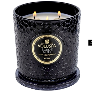 Voluspa - Maison Noir - Suede Noir Lidded Luxe Candle 30 OZ, 80 Hours