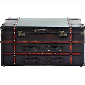 Coffee Table - Trunk Faux Leather 2 Drawer  Patina  40W/20D/21H