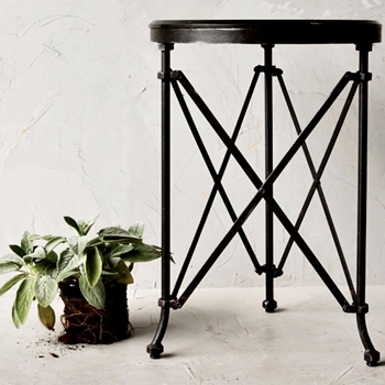 Accent Table - Metal X-Base Black Marble Top 20W/28H