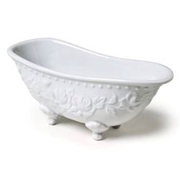 Soap Dish -  Bathtub - White Ceramic 6.5in