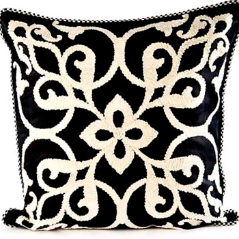 MacKenzie Childs Cushion - Byzantine Black & Ivory 18SQ