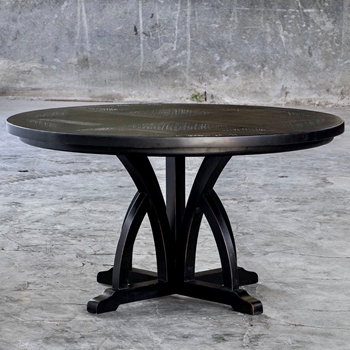 Dining Table - Maiva Black Stained 56W/30H - Solid Mindi Wood, Veneer Top