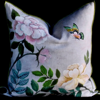 Designers Guild Cushion - Porcelaine de Chine Cameo Linen 22in SQ - Luxurious Down Insert