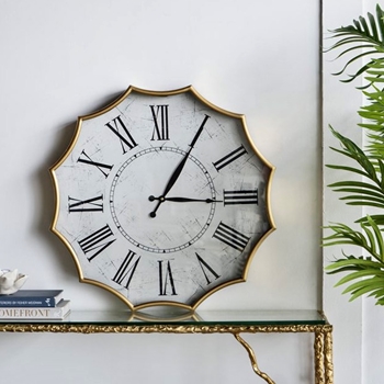 24W/24H - Wall Clock Scalloped Gold