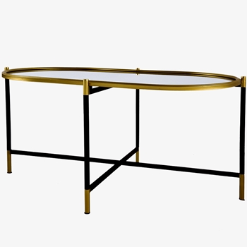 Coffee Table - Hannes Mirror, Black & Gold Oval 41x21x18H