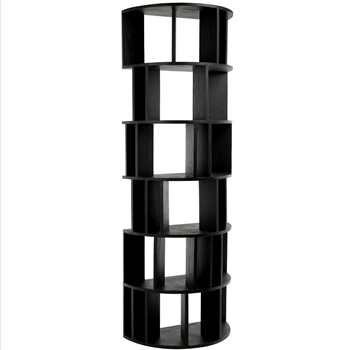 Book Case - Franco Black Demi Lune 30W/15D/83H - Solid Mindi Wood -  Perfect Book Collector Etagere