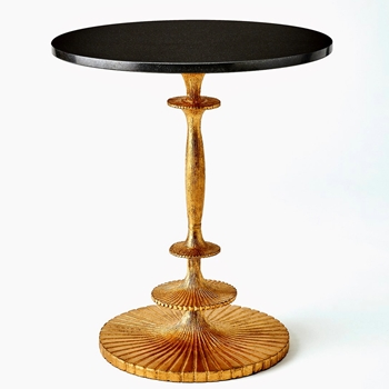 Accent Table - Fluted Gold & Black Granite 20W/24H