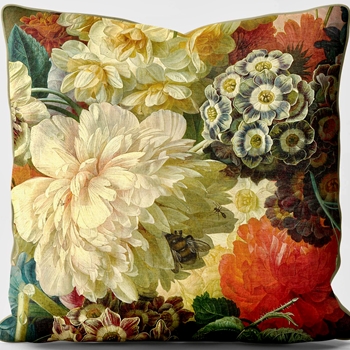 Cushion - White Peony - Dutch Painting Detail - Van Brussel 18SQ with Luxurious Synthetic Down Insert