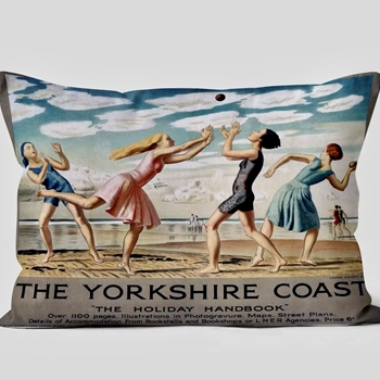 Cushion -  Yorkshire Coast Holiday - 20x16in with Luxurious Synthetic Down Insert