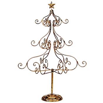 Tree - Folding Ornament Display Gold  17x25H