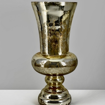 Urn - Mercury Glass Vintage Gold 7x16H