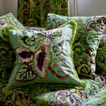 Designers Guild Cushion - Leaf Glaze Emerald Embroidered 20SQ