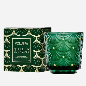 Voluspa - Noble Fir Garland Pedestal Candle Boxed 25HR 2.5OZ