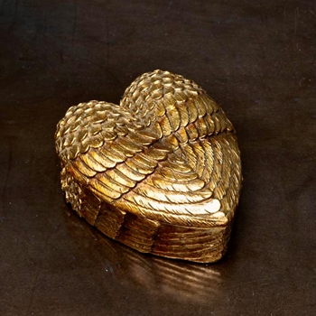 Box - Heart - Golden Wings 4x5in