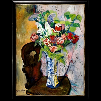 18W/22H Framed Glass Print  - Vintage Floral B