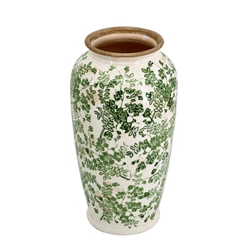 Vase - Green Toile 8x15in