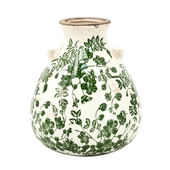 Vase - Green Toile 7x8in