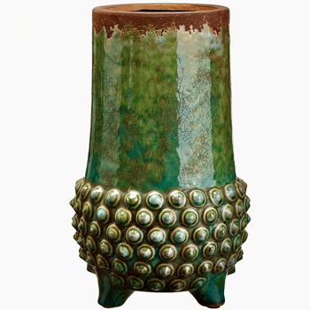 Vase - Verde Glazed Rustic Terracotta 7x11in