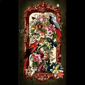 30W/54H Velvet Wall Hanging Voglio Bene France Parrots