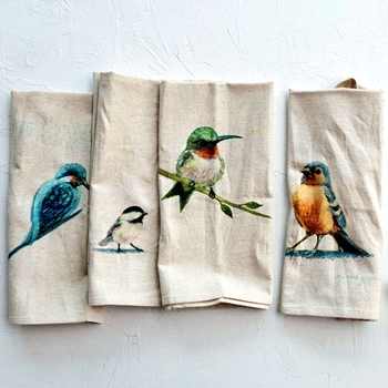 Tea Towel -  Birds 28x18in 4 patterns Sold Individually