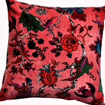 Cushion - Velvet Floral Vine Pattern Fuchsia 20inSQ