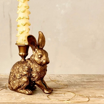 Candlestick - Gold Rabbit 4x6in