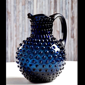 Pitcher - Hobnail Glass  Cobalt  2L 7x9in