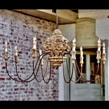 Chandelier - Finial French Antique 8arms 46x25in