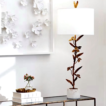 Lamp Buffet - Trillium Gold & White Marble 14x37in