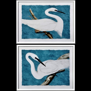 28W/22H Framed Glass Print Serene Egret 2 AST sold individually