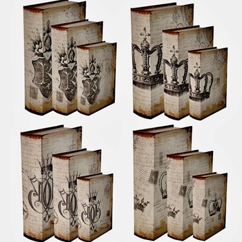 Book Box - Lineage Sepia Set of 3  Ast 13W/9D/3H Sold Individually