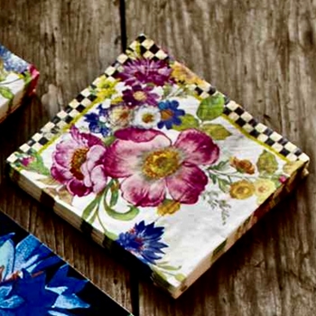 Flower Market White Paper Napkin Beverage 5in