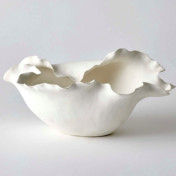 Bowl - Folios White Ceramic 14x10x7in Dry Use Only