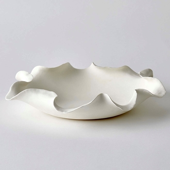 Bowl - Folios White Ceramic Low 14x10x3in Dry Use Only