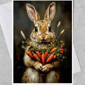 Greeting Card - Harvest Happiness Rabbit