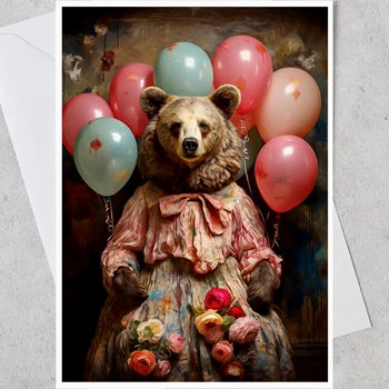 Greeting Card - Honey Rose Bear