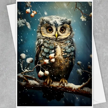 Greeting Card - Winter Owl on Branch
