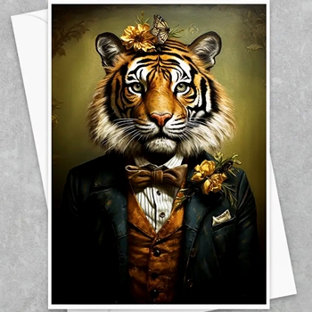 Greeting Card - Tiger With Bow Tie