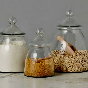 Jar - Bon Bon Clear Glass 3  Sizes Sold Individually