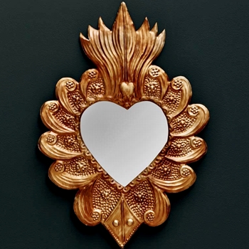 16W/24H - Mirror - Gold Ex-Voto Heart Flames