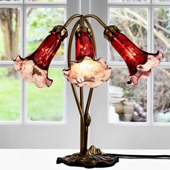 Lamp - Lily 3Light Ruby/ Mercury 16x16inches
