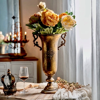 Urn - Trophy - Gold Metal with Ornate Handles 11x19in