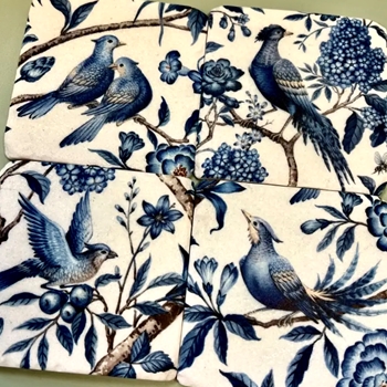 Coaster - Delft Birds Resin 4x4  Set of 4