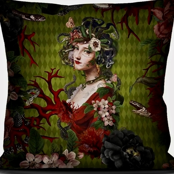 Voglio Bene France - Velvet Cushion Medusa 20SQ- Synthetic Down Insert